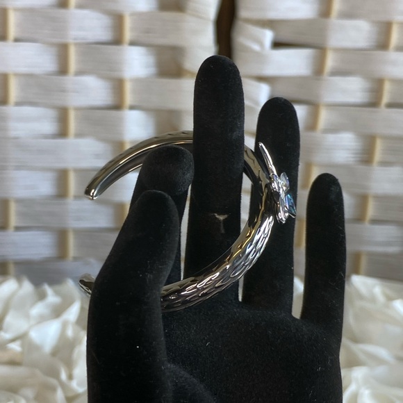 NWT Abalone Shell Dragonfly Cuff Bracelet in Black Oxidized Stainless Steel 7.5” - Picture 8 of 8